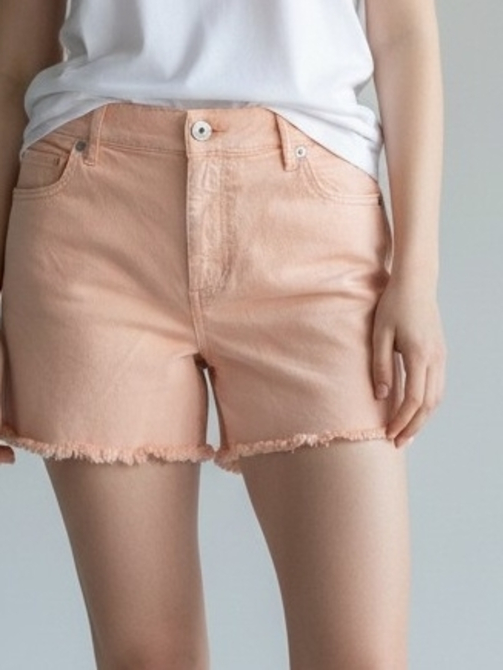 Loft Peach Frayed Hem Denim Shorts